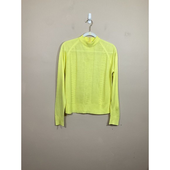 VTG Jane Hunter Womens Mock Neck Sweater S Yellow 60s Lightweight Preppy Retro - Picture 1 of 6